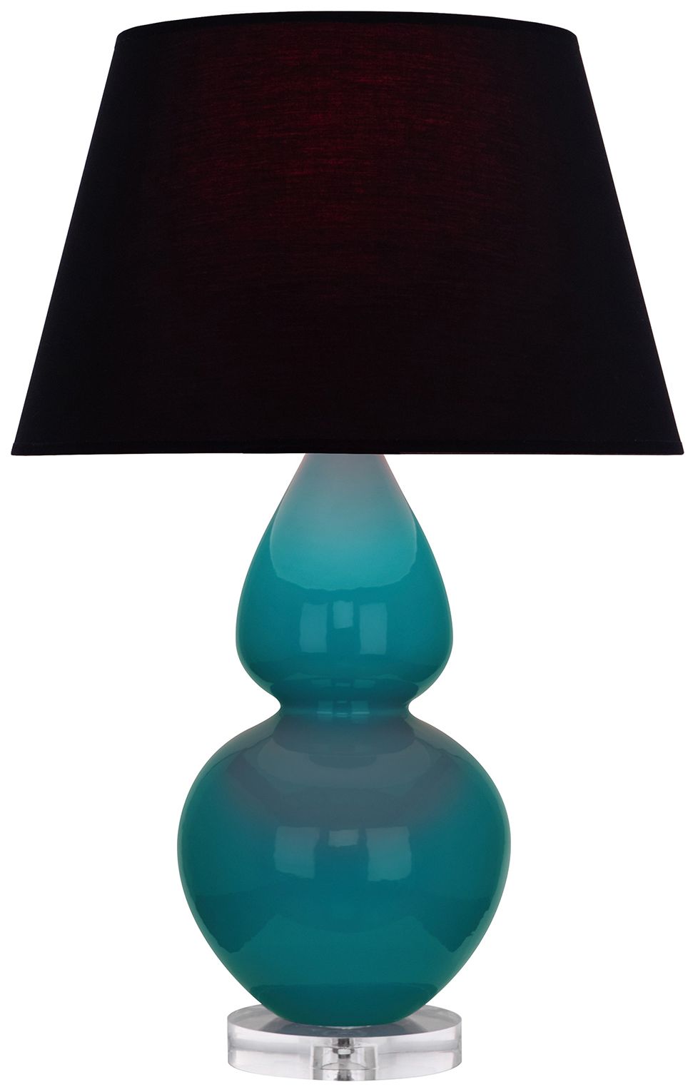 Double Gourd 30"H Peacock & Lucite Table Lamp w/ Ink & Rose Made to Order