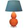 Double Gourd 30"H Pumpkin And Lucite Lamp w/ Bright Blue And Gray Shade