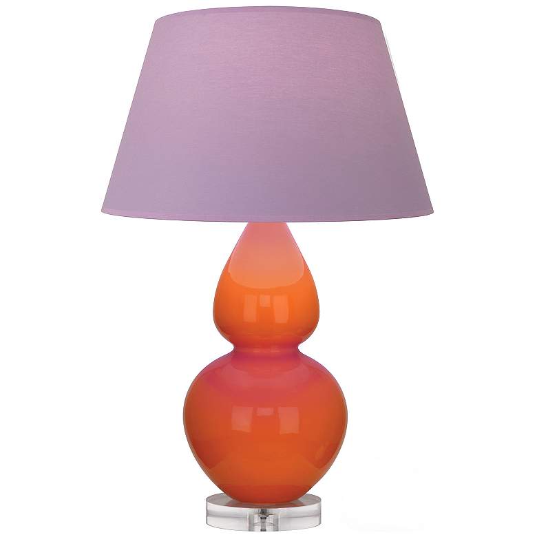 Image 1 Double Gourd 30"H Pumpkin And Lucite Lamp w/ Lavender And Plum Shade