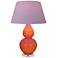 Double Gourd 30"H Pumpkin And Lucite Lamp w/ Lavender And Plum Shade