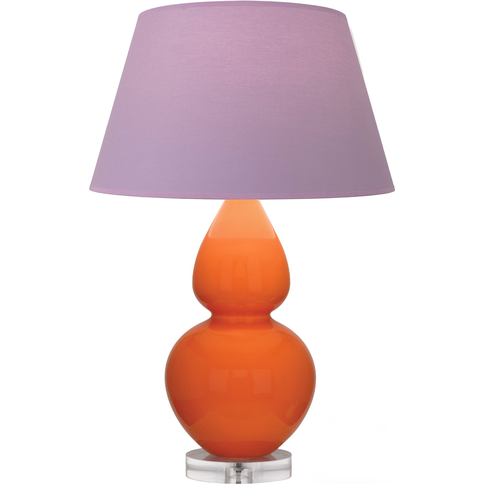 Image 2 Double Gourd 30"H Pumpkin And Lucite Lamp w/ Lavender And Plum Shade more views
