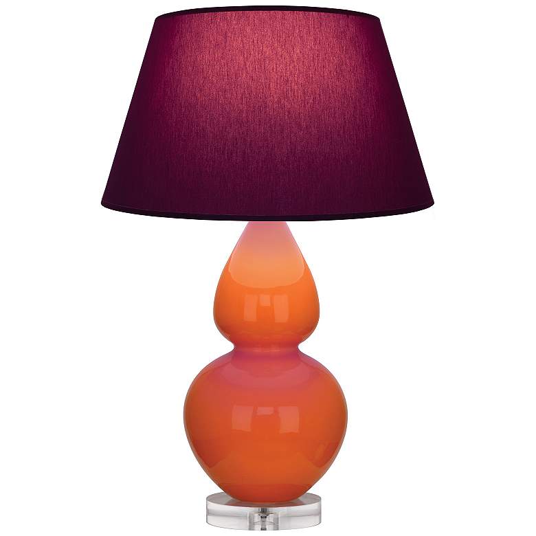 Image 1 Double Gourd 30"H Pumpkin And Lucite Lamp w/ Plum And Lavender Shade