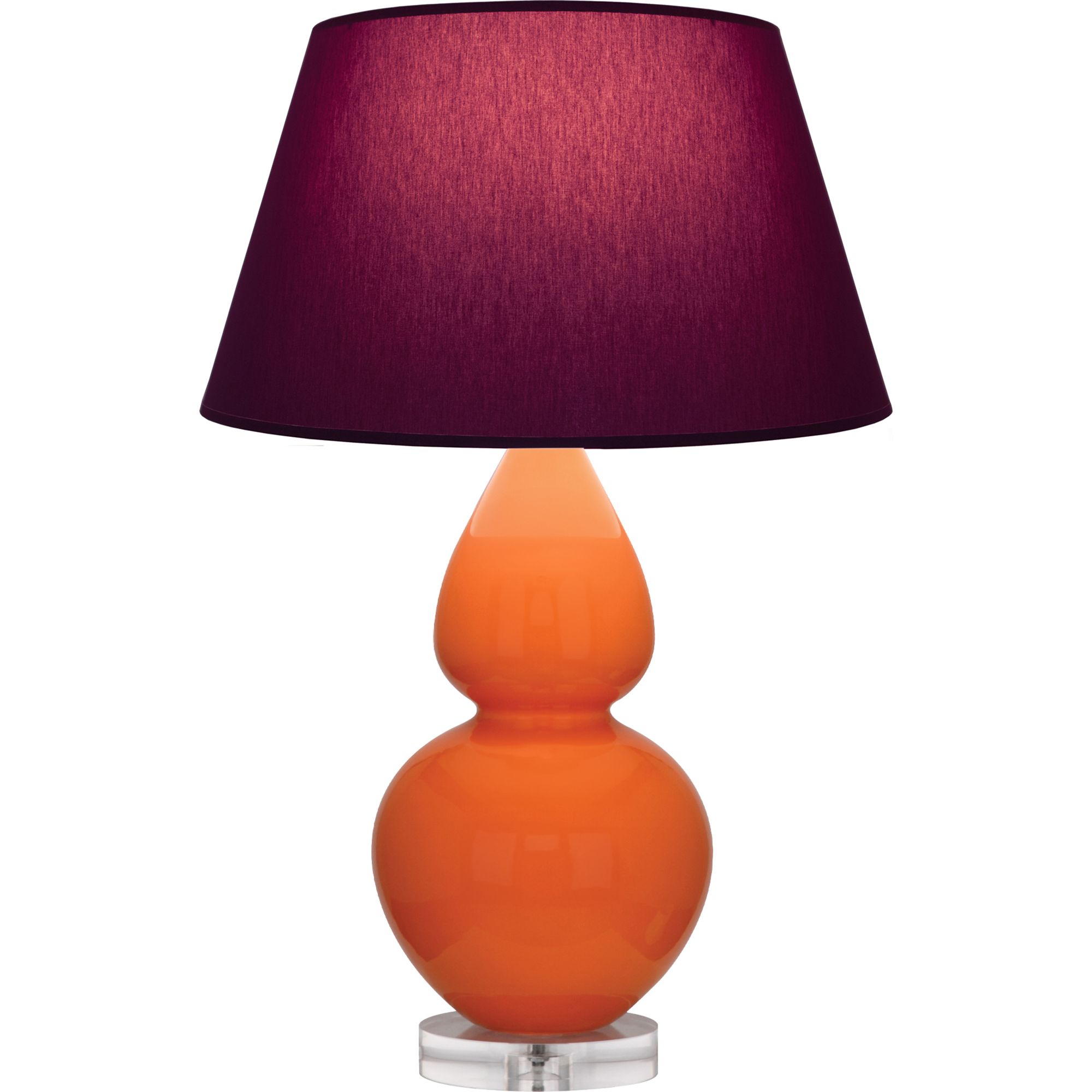 Image 2 Double Gourd 30"H Pumpkin And Lucite Lamp w/ Plum And Lavender Shade more views