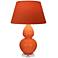 Double Gourd 30"H Pumpkin And Lucite Lamp w/ Tangerine And Taupe Shade