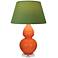Double Gourd 30"H Pumpkin And Lucite Lamp w/ Tea Green And Taupe Shade