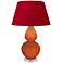 Double Gourd 30"H Pumpkin And Lucite Table Lamp w/ Black And Red Shade