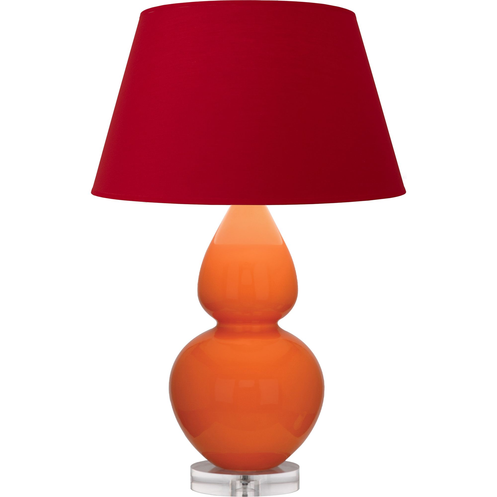 Image 2 Double Gourd 30"H Pumpkin And Lucite Table Lamp w/ Black And Red Shade more views