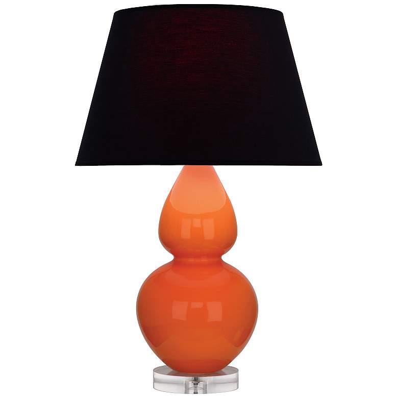 Image 1 Double Gourd 30"H Pumpkin And Lucite Table Lamp w/ Ink And Rose Shade