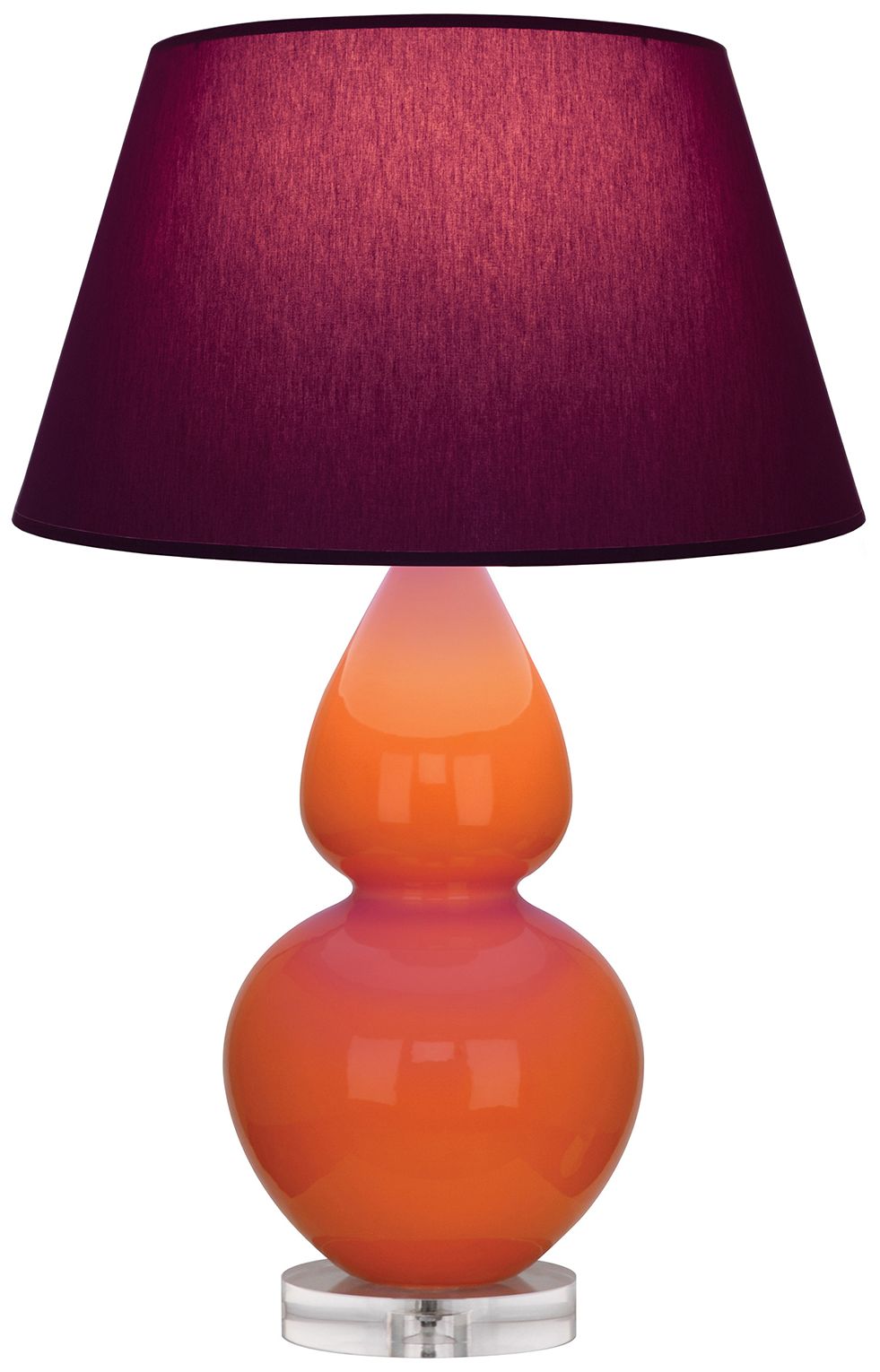 Double Gourd 30"H Pumpkin & Lucite Lamp w/ Plum & Lavender Made to Order