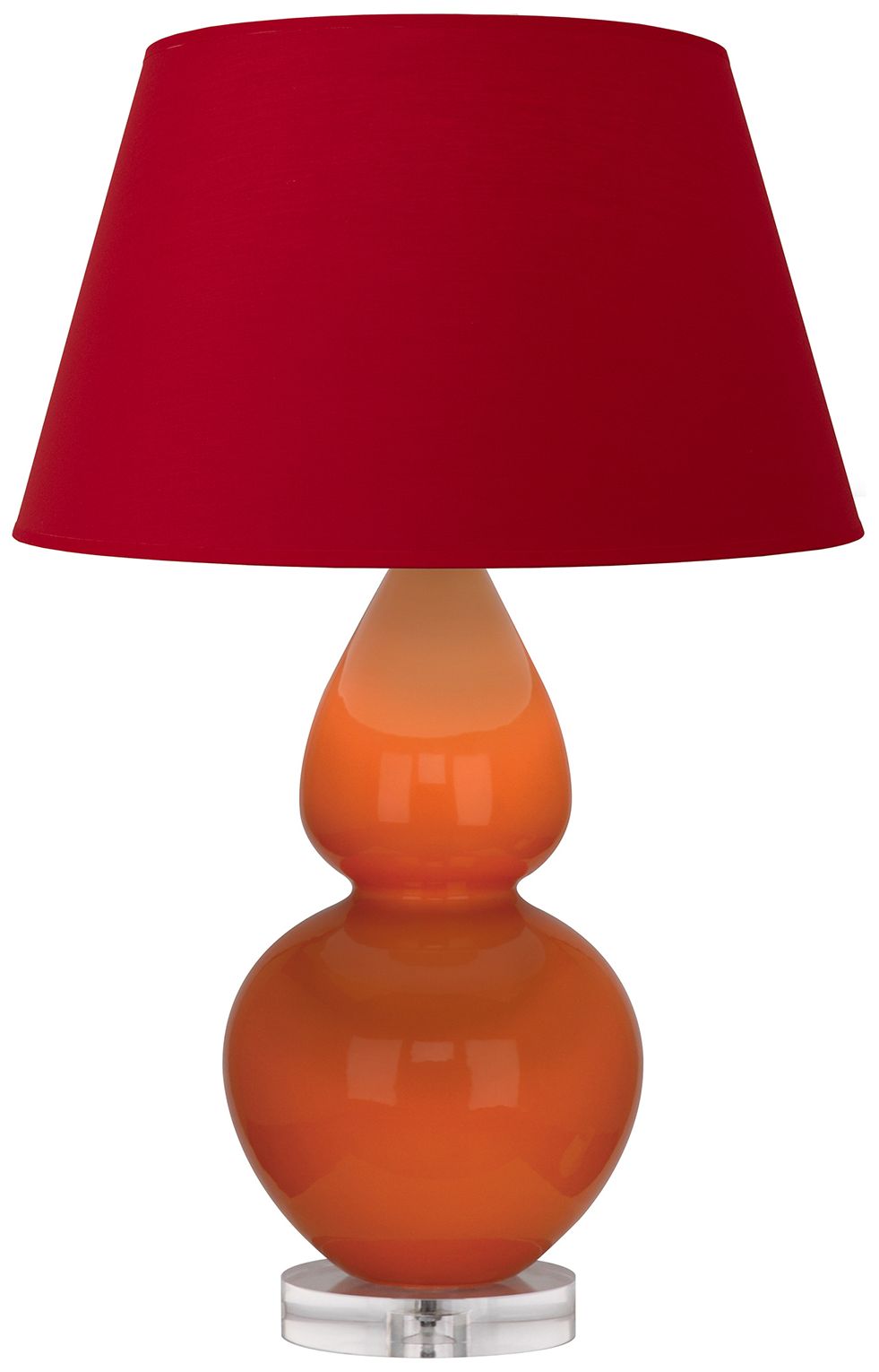 Double Gourd 30"H Pumpkin & Lucite Table Lamp w/ Black & Red Made to Order