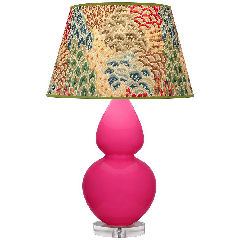 Image 1 Double Gourd 30"H Razzle Rose And Lucite Lamp w/ Fall Floral Shade