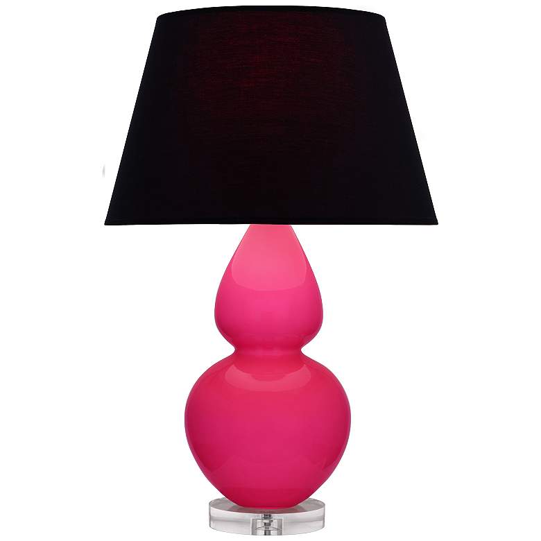 Image 1 Double Gourd 30"H Razzle Rose And Lucite Lamp w/ Ink And Rose Shade