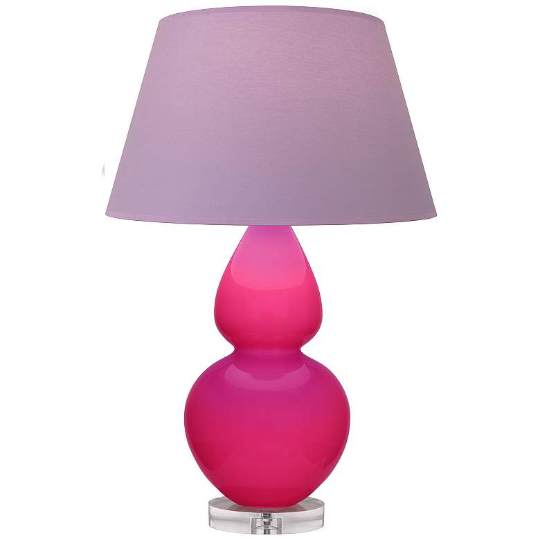 Image 1 Double Gourd 30"H Razzle Rose And Lucite Lamp w/ Lavender And Plum Shade