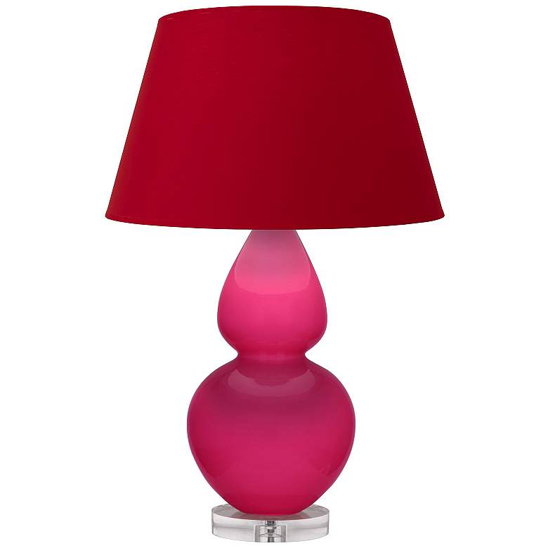 Image 1 Double Gourd 30"H Razzle Rose And Lucite Lamp w/ Rose And Ink Shade