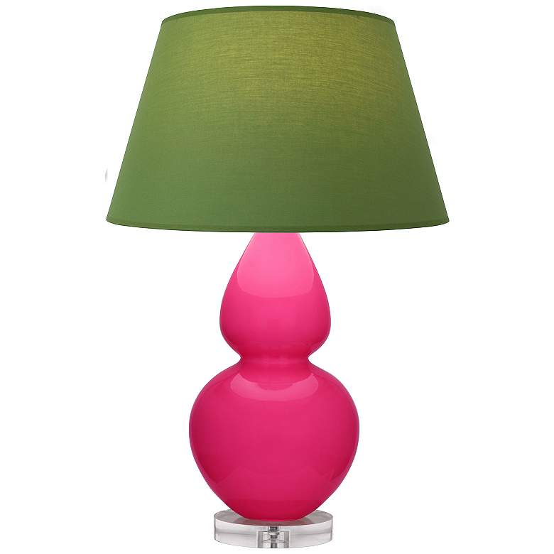 Image 1 Double Gourd 30"H Razzle Rose And Lucite Lamp w/ Tea And Taupe Shade