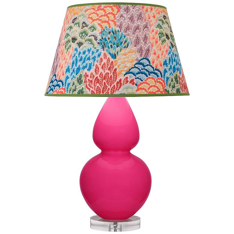 Image 1 Double Gourd 30"H Razzle Rose And Lucite Table Lamp w/ Spring Shade