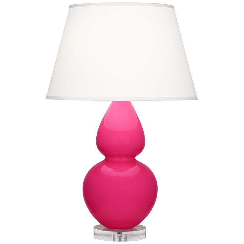 Image 1 Double Gourd 30"H Razzle Rose And Lucite Table Lamp With Pearl Shade