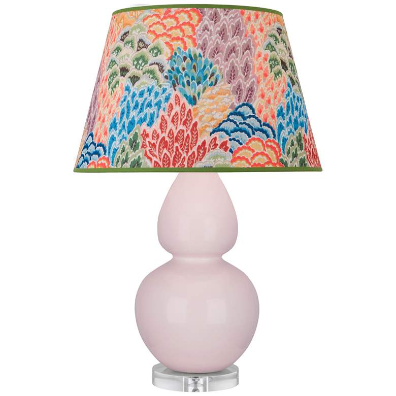 Image 1 Double Gourd 30"H Rose Water Glazed Lucite Table Lamp - Spring Floral Shade