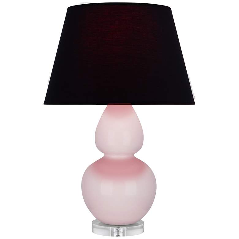 Image 1 Double Gourd 30"H Rose Water Glazed Lucite Table Lamp w/ Black Red Shade