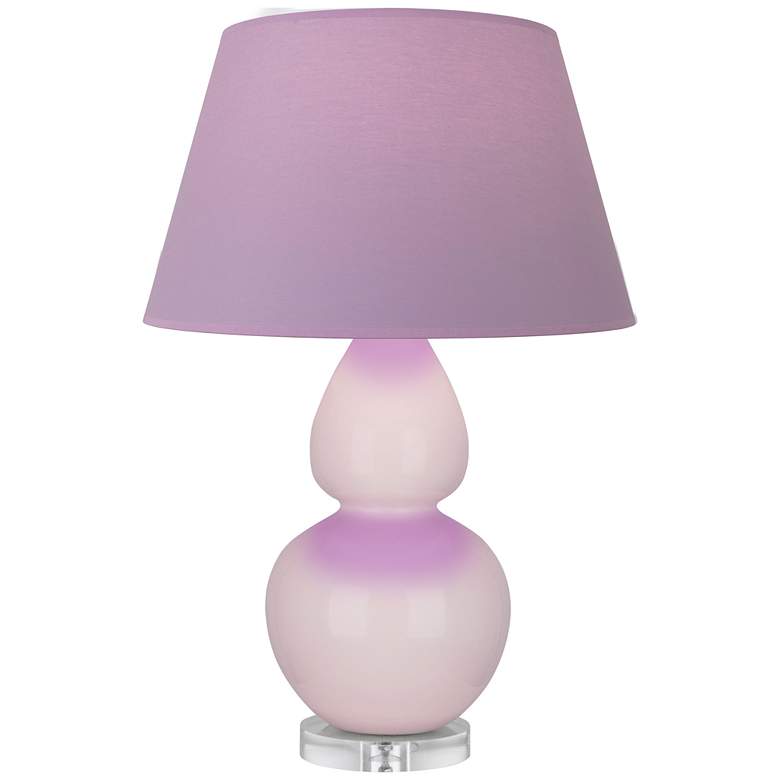 Image 1 Double Gourd 30"H Rose Water Glazed Lucite Table Lamp w/ Lavender Shade
