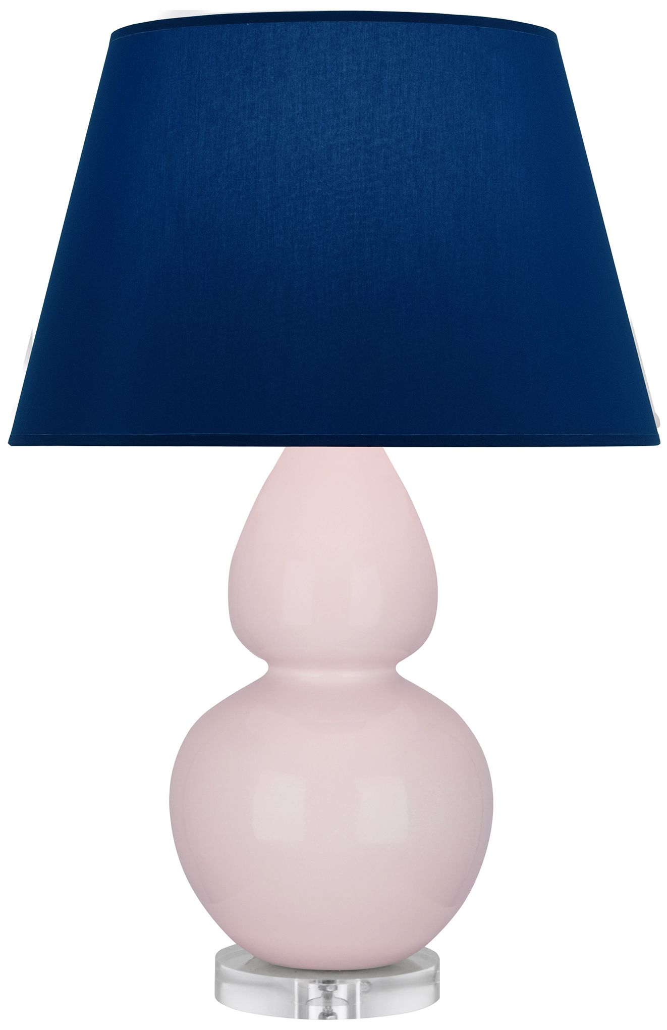 Double Gourd 30"H Rose Water Glazed Lucite Table Lamp w/Navy Made to Order