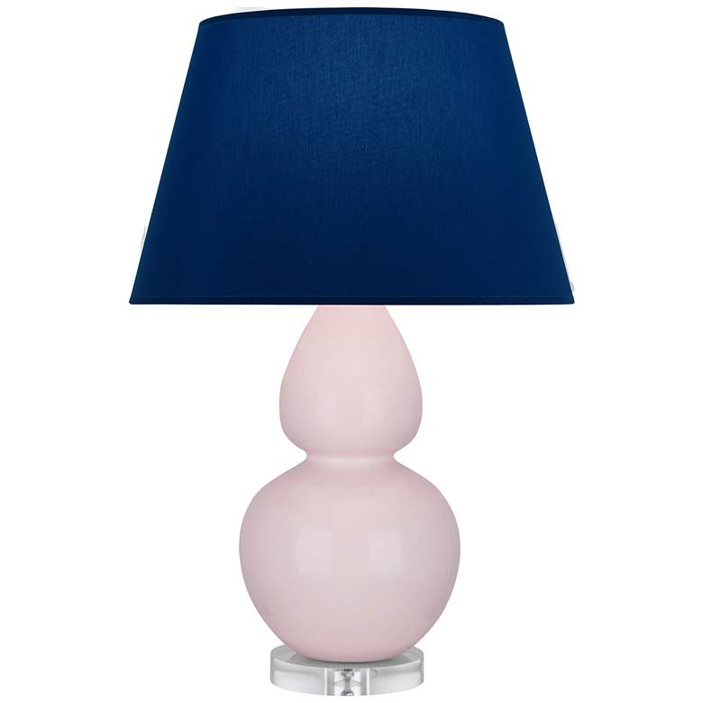 Image 1 Double Gourd 30"H Rose Water Glazed Lucite Table Lamp w/ Navy Shade