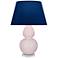 Double Gourd 30"H Rose Water Glazed Lucite Table Lamp w/ Navy Shade