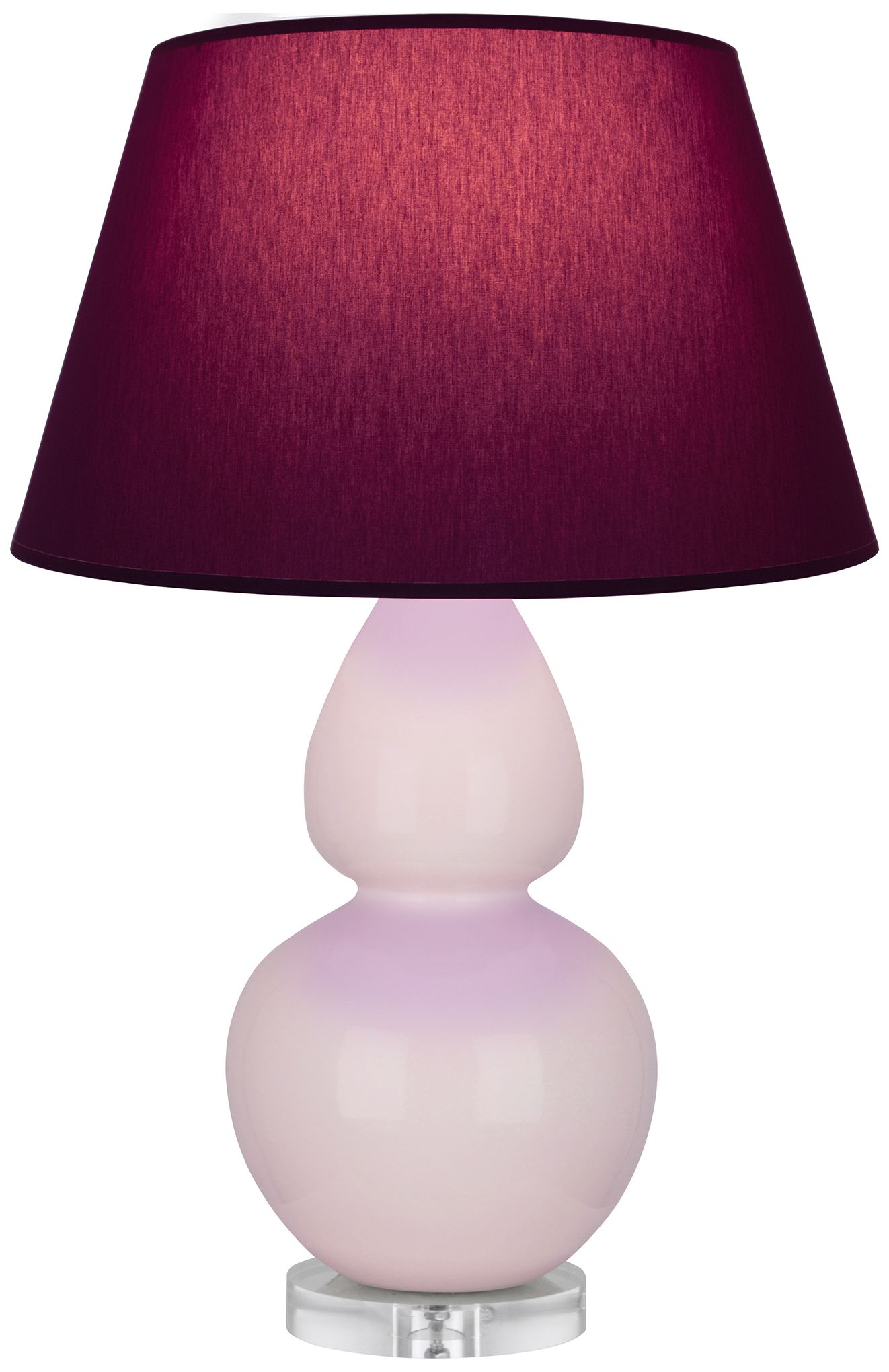 Double Gourd 30"H Rose Water Glazed Lucite Table Lamp w/Plum Made to Order