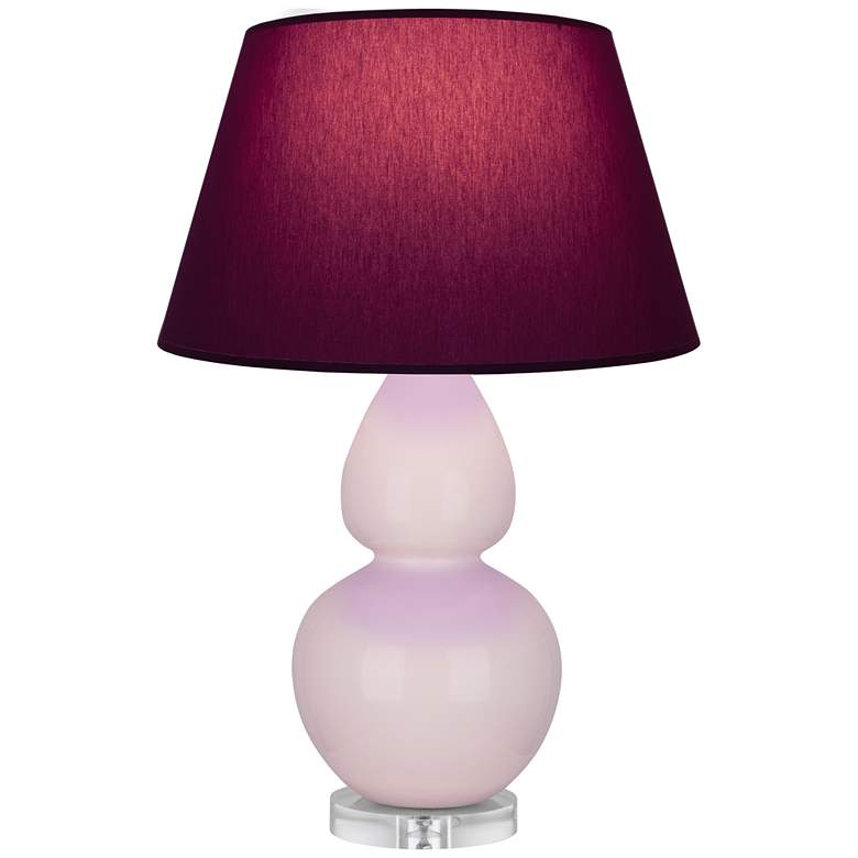 Image 1 Double Gourd 30"H Rose Water Glazed Lucite Table Lamp w/ Plum Shade