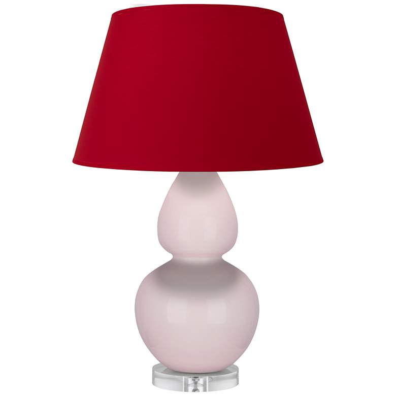 Image 1 Double Gourd 30"H Rose Water Glazed Lucite Table Lamp w/ Red Black Shade