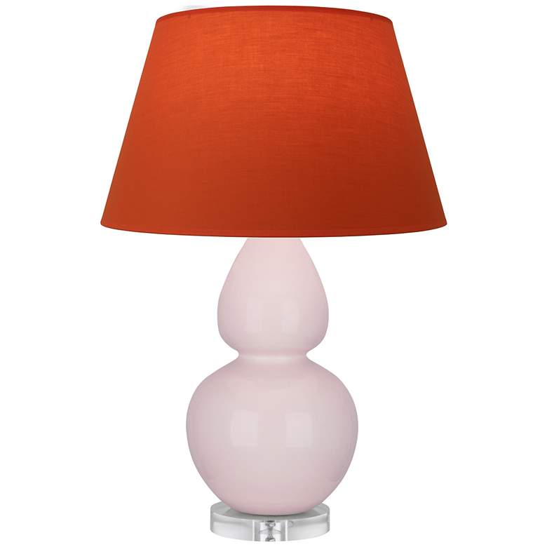 Image 1 Double Gourd 30"H Rose Water Glazed Lucite Table Lamp w/ Tangerine Shade