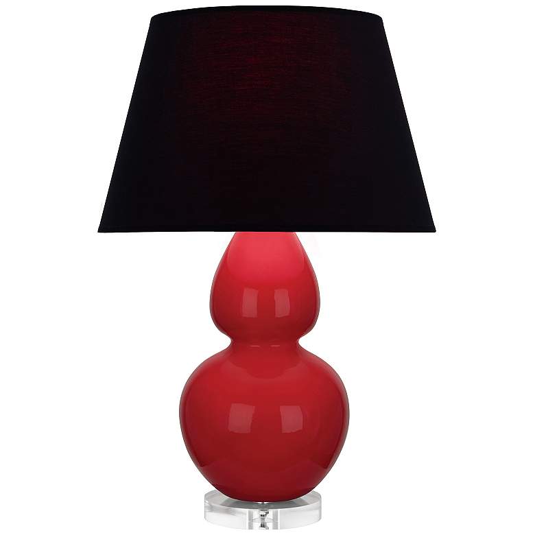 Image 1 Double Gourd 30"H Ruby Red And Lucite Table Lamp w/ Ink And Rose Shade