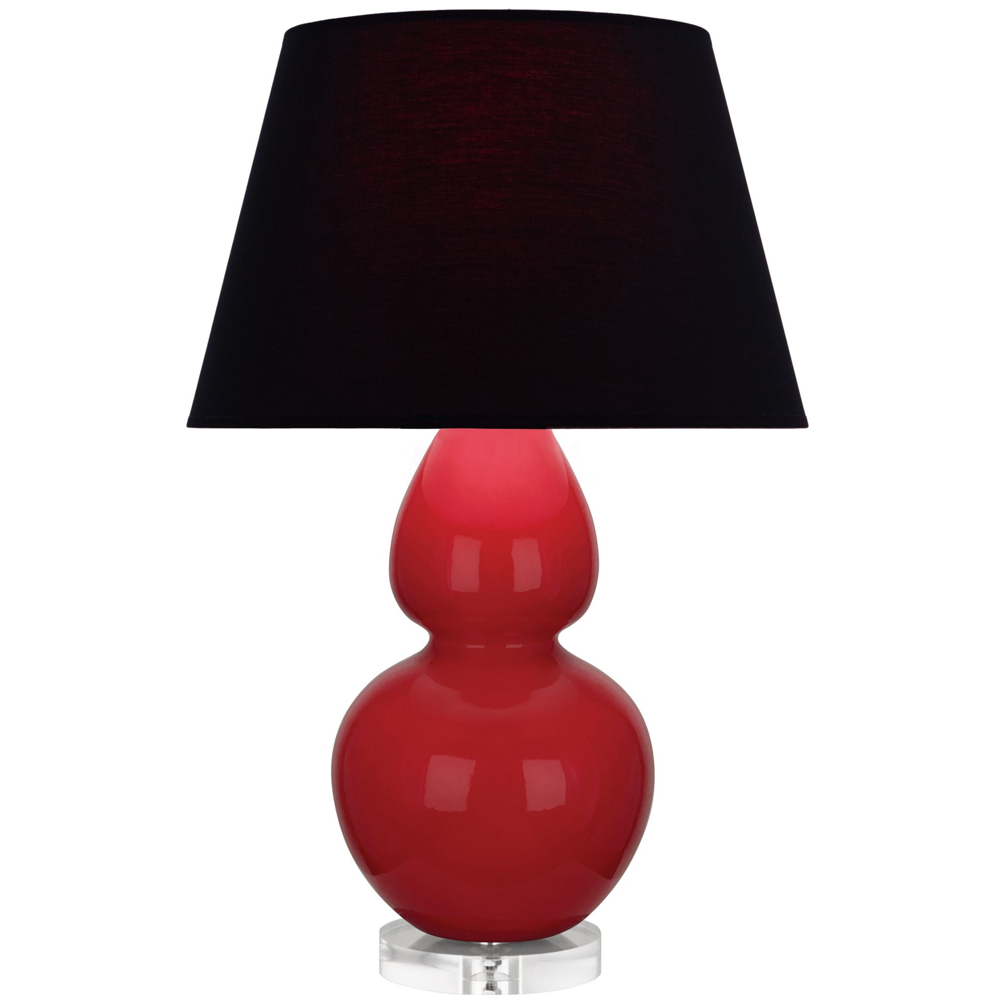 Image 2 Double Gourd 30"H Ruby Red And Lucite Table Lamp w/ Ink And Rose Shade more views