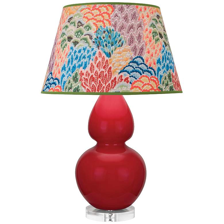 Image 1 Double Gourd 30"H Ruby Red And Lucite Table Lamp w/ Spring Shade