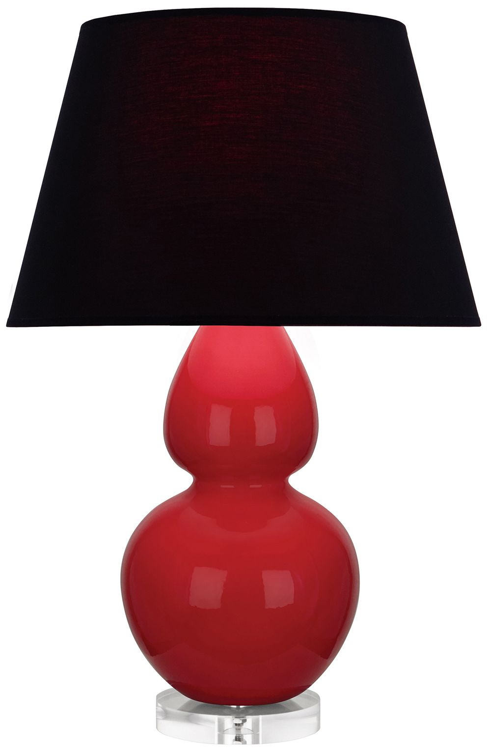 Double Gourd 30"H Ruby Red & Lucite Table Lamp w/ Ink & Rose Made to Order