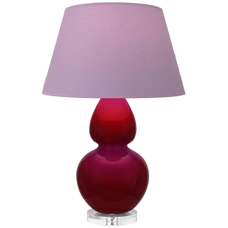 Image 1 Double Gourd 30"H Sangria And Lucite Lamp w/ Lavender And Plum Shade