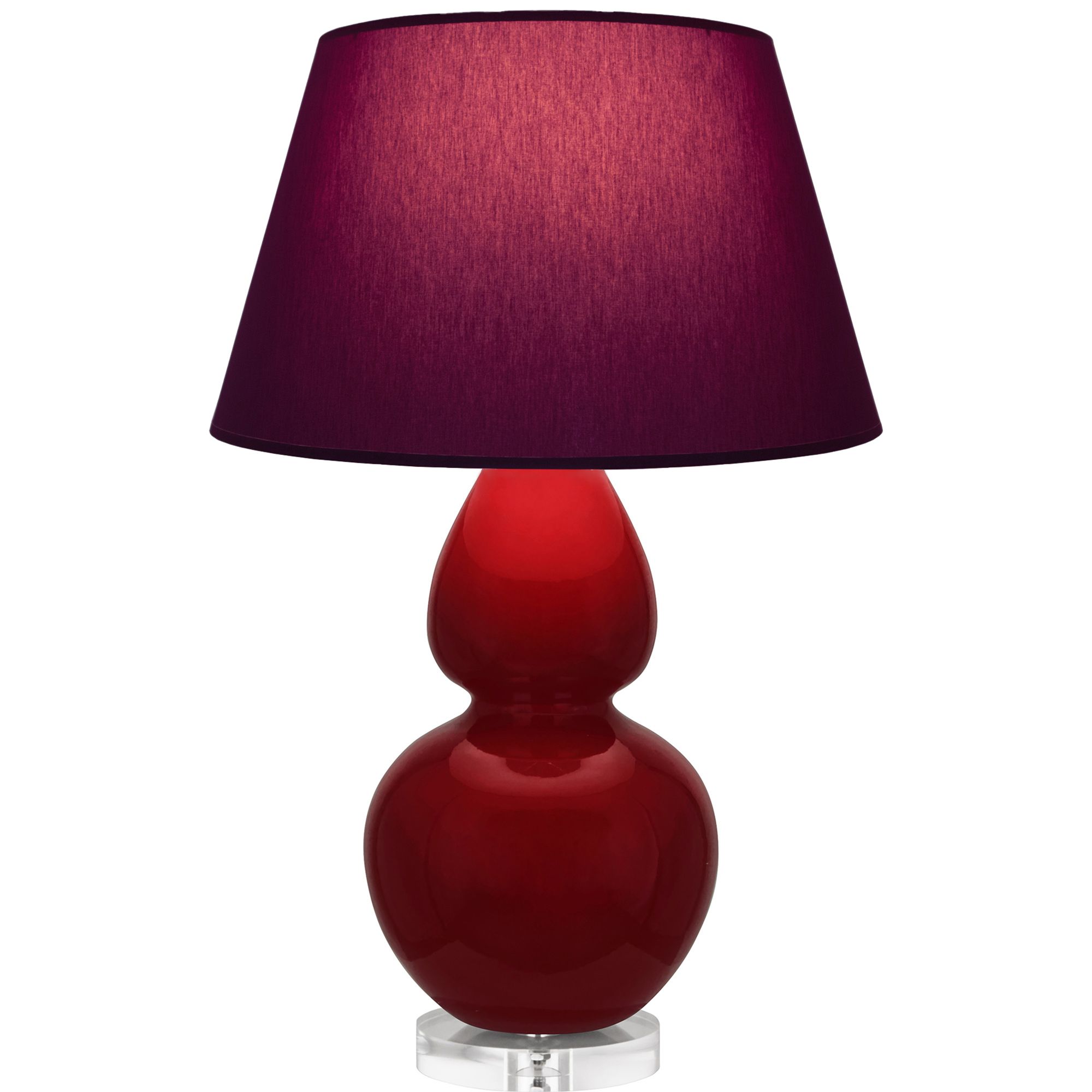Image 2 Double Gourd 30"H Sangria And Lucite Lamp w/ Plum And Lavender Shade more views
