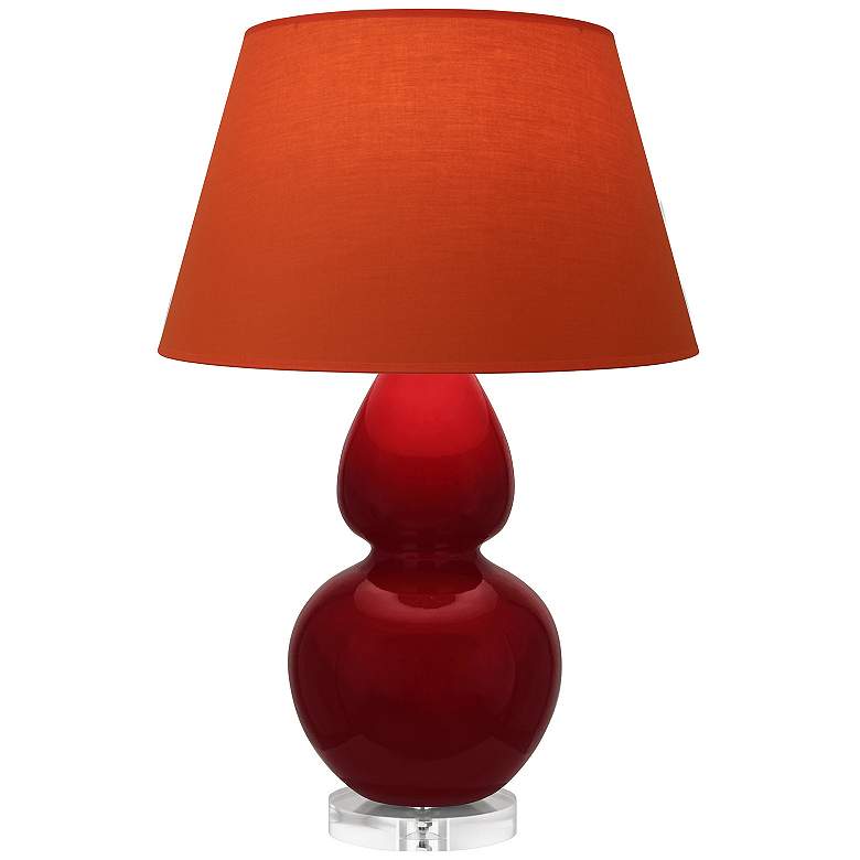 Image 1 Double Gourd 30"H Sangria And Lucite Lamp w/ Tangerine And Taupe Shade