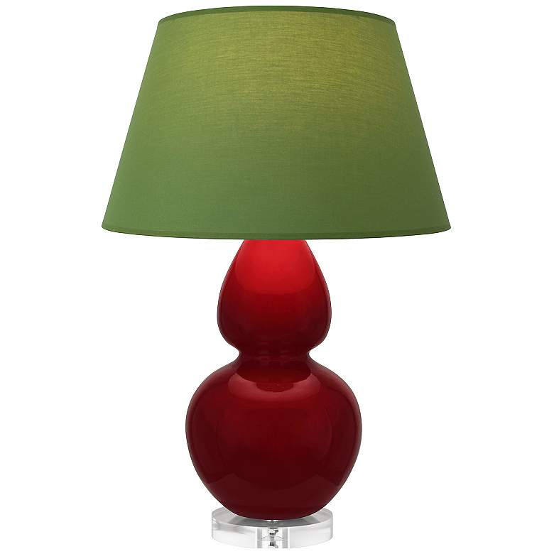 Image 1 Double Gourd 30"H Sangria And Lucite Lamp w/ Tea Green And Taupe Shade