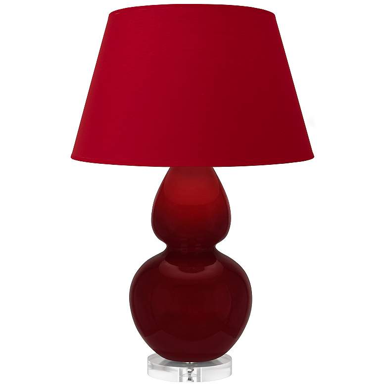 Image 1 Double Gourd 30"H Sangria And Lucite Table Lamp w/ Black And Red Shade