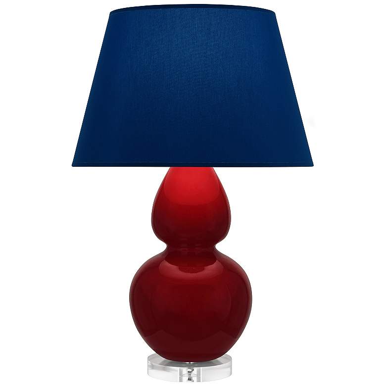Image 1 Double Gourd 30"H Sangria And Lucite Table Lamp w/ Navy And Gray Shade