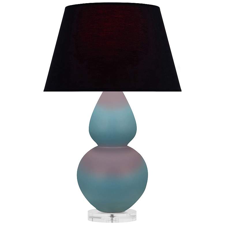 Image 1 Double Gourd 30"H Steel Blue And Lucite Lamp w/ Black And Red Shade
