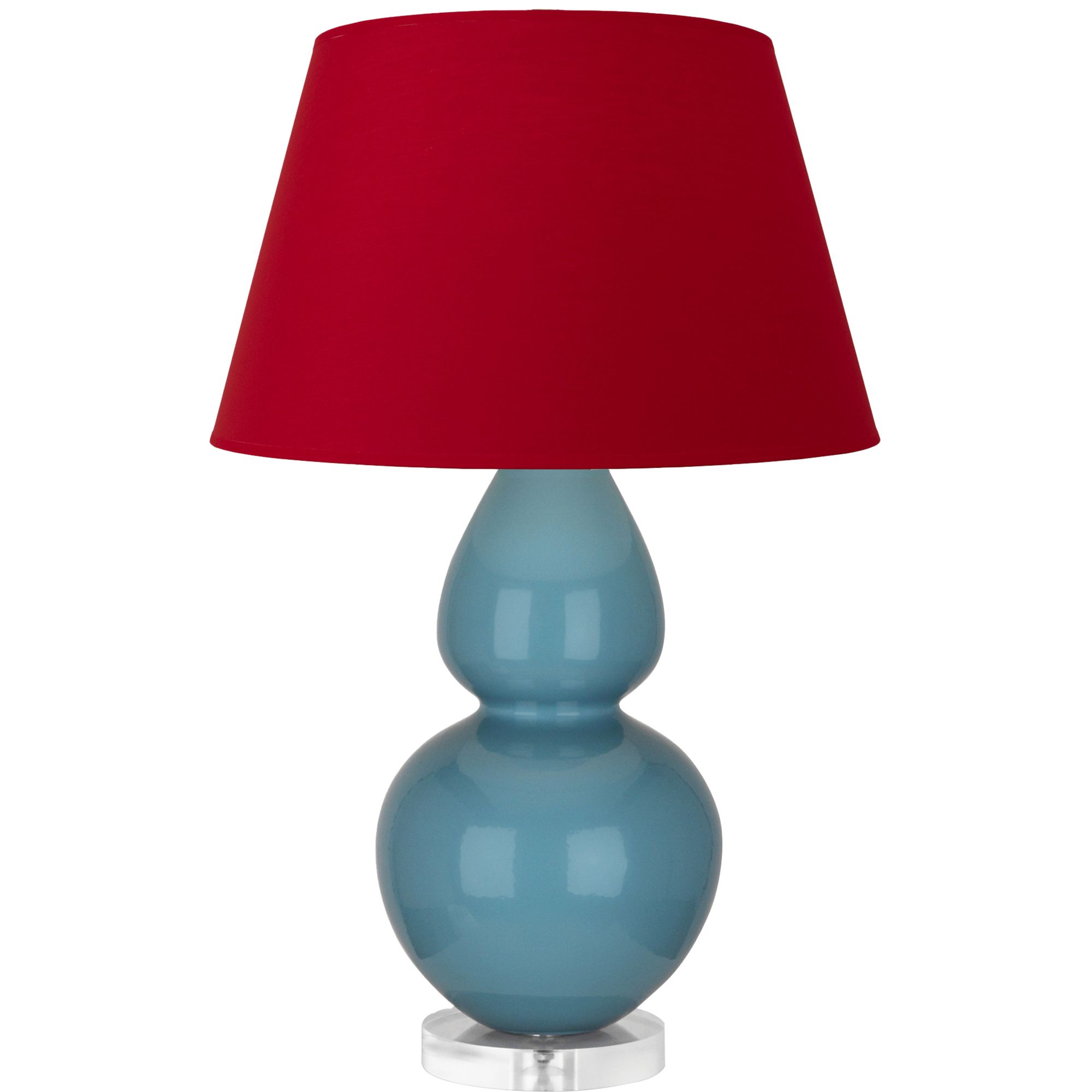 Image 2 Double Gourd 30"H Steel Blue And Lucite Lamp w/ Black And Red Shade more views