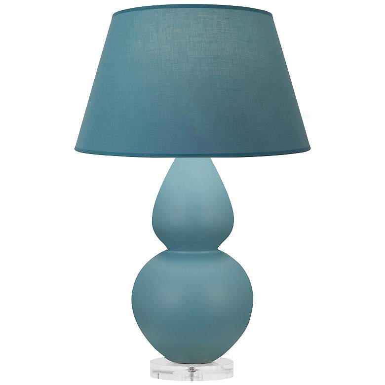 Image 1 Double Gourd 30"H Steel Blue And Lucite Lamp w/ Bright Blue And Gray Shade
