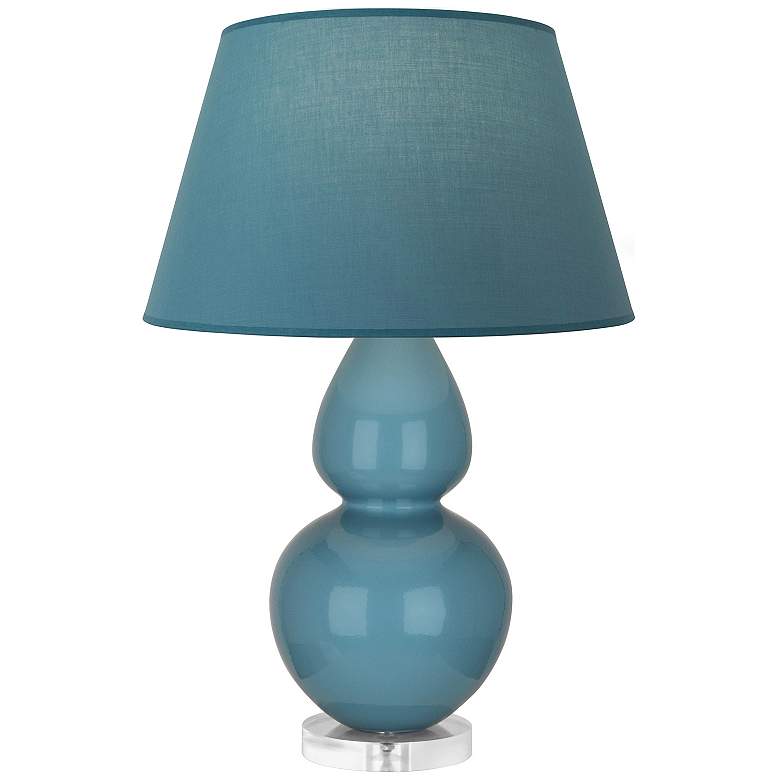 Image 1 Double Gourd 30"H Steel Blue And Lucite Lamp w/ Bright Blue And Gray Shade