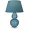 Double Gourd 30"H Steel Blue And Lucite Lamp w/ Bright Blue And Gray Shade