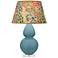Double Gourd 30"H Steel Blue And Lucite Lamp w/ Fall Floral Shade