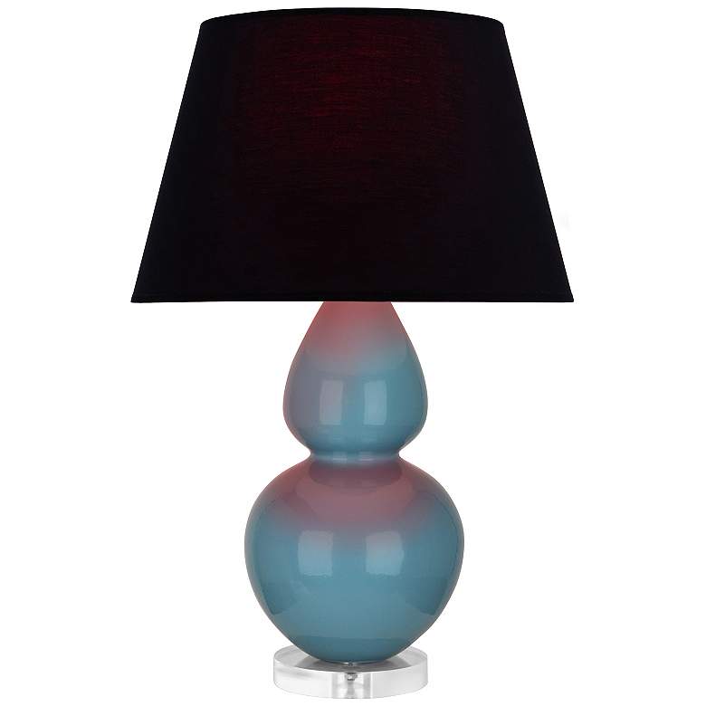 Image 1 Double Gourd 30"H Steel Blue And Lucite Lamp w/ Ink And Rose Shade