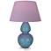 Double Gourd 30"H Steel Blue And Lucite Lamp w/ Lavender And Plum Shade