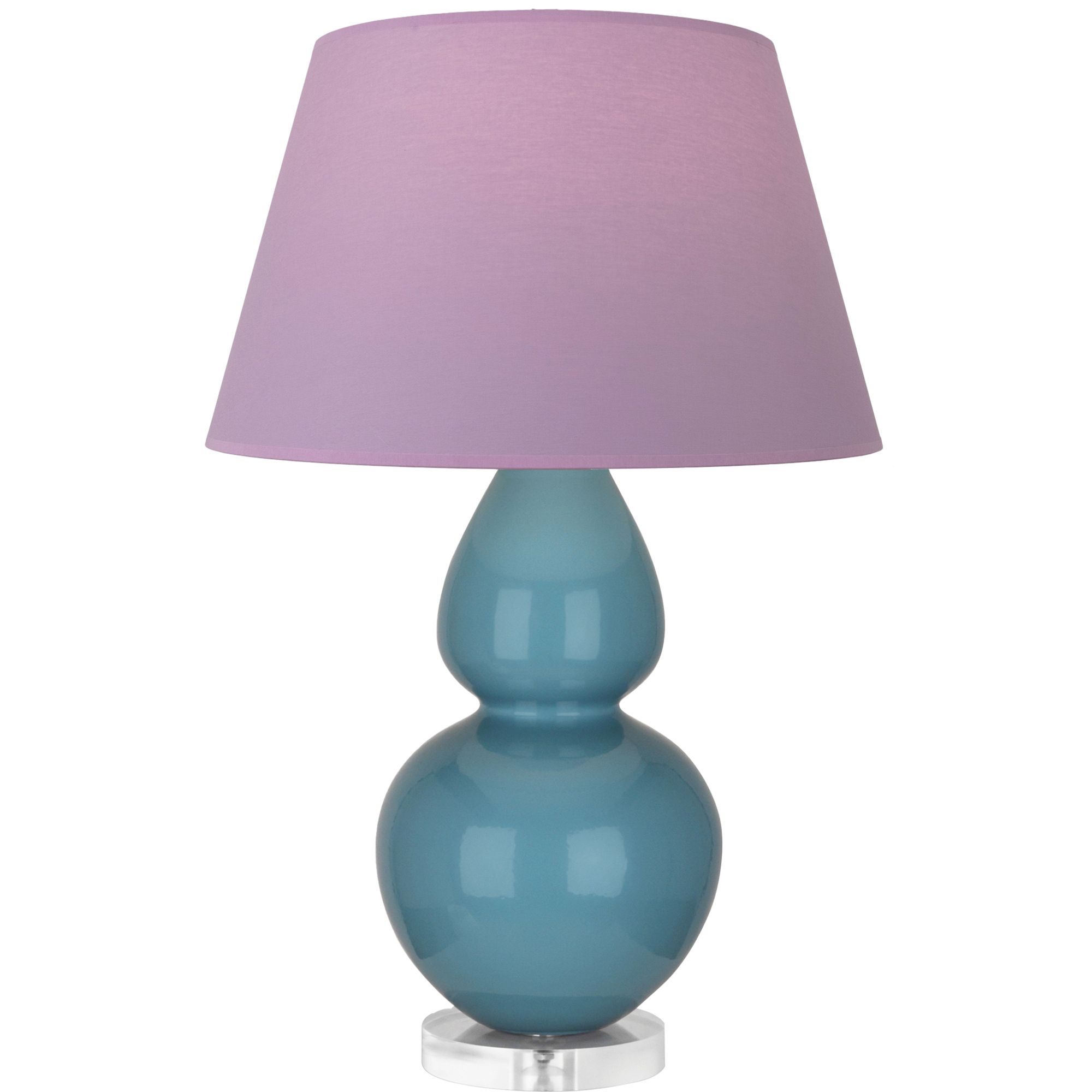 Image 2 Double Gourd 30"H Steel Blue And Lucite Lamp w/ Lavender And Plum Shade more views